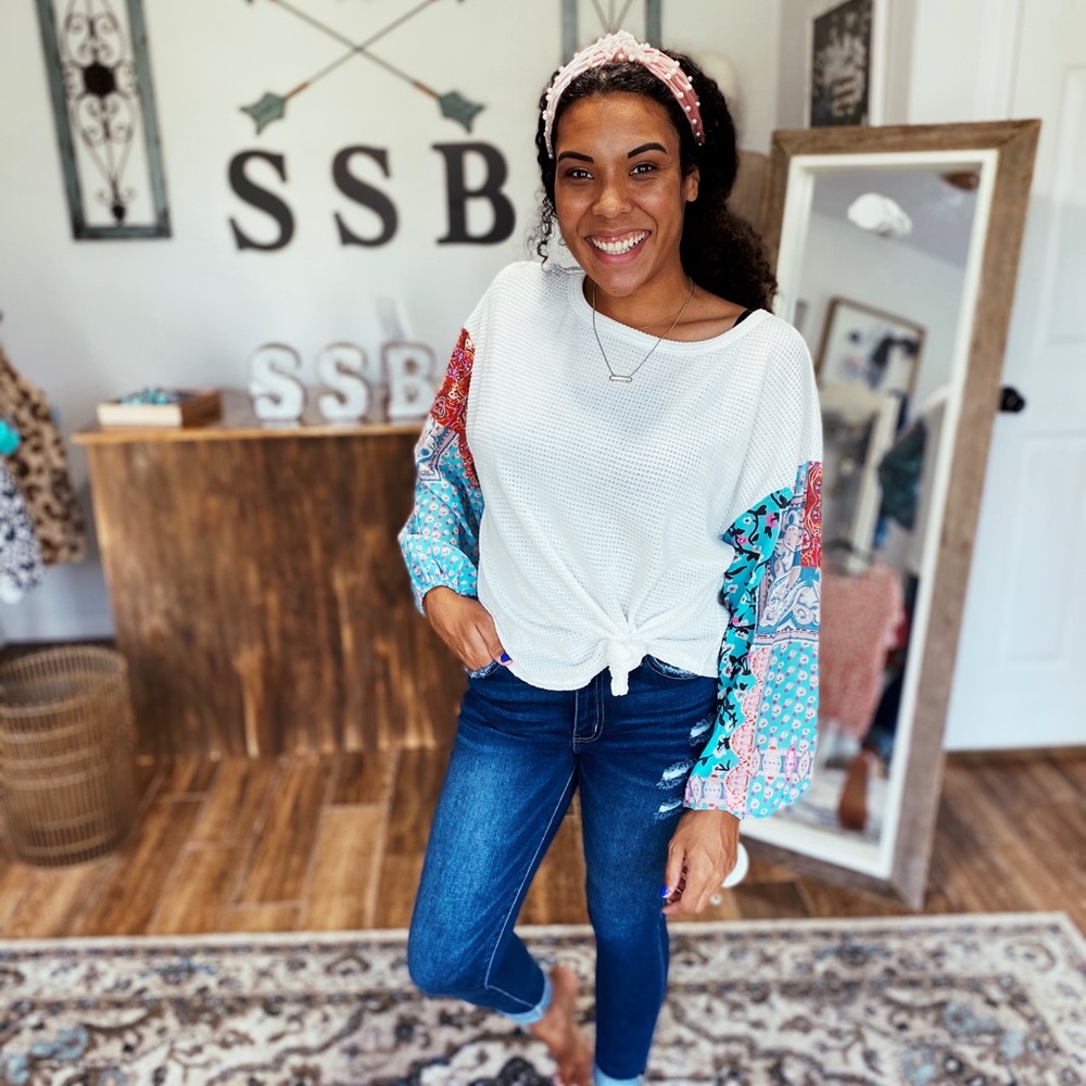 White Blossom Knit Top